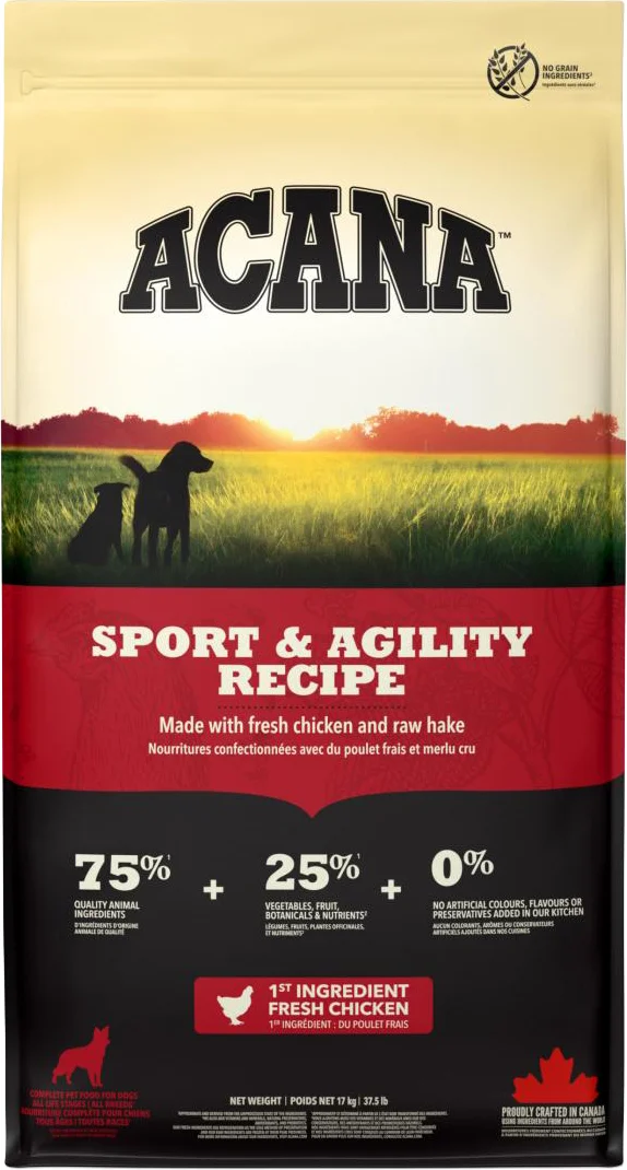 Acana hondenvoer Heritage sport & agility adult kip 17 kg