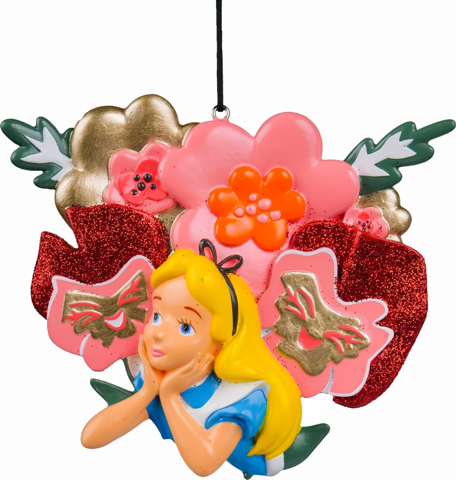 Disney kerst ornament Alice in Wonderland Bloemen multi 12 x 2 x 9,5 cm