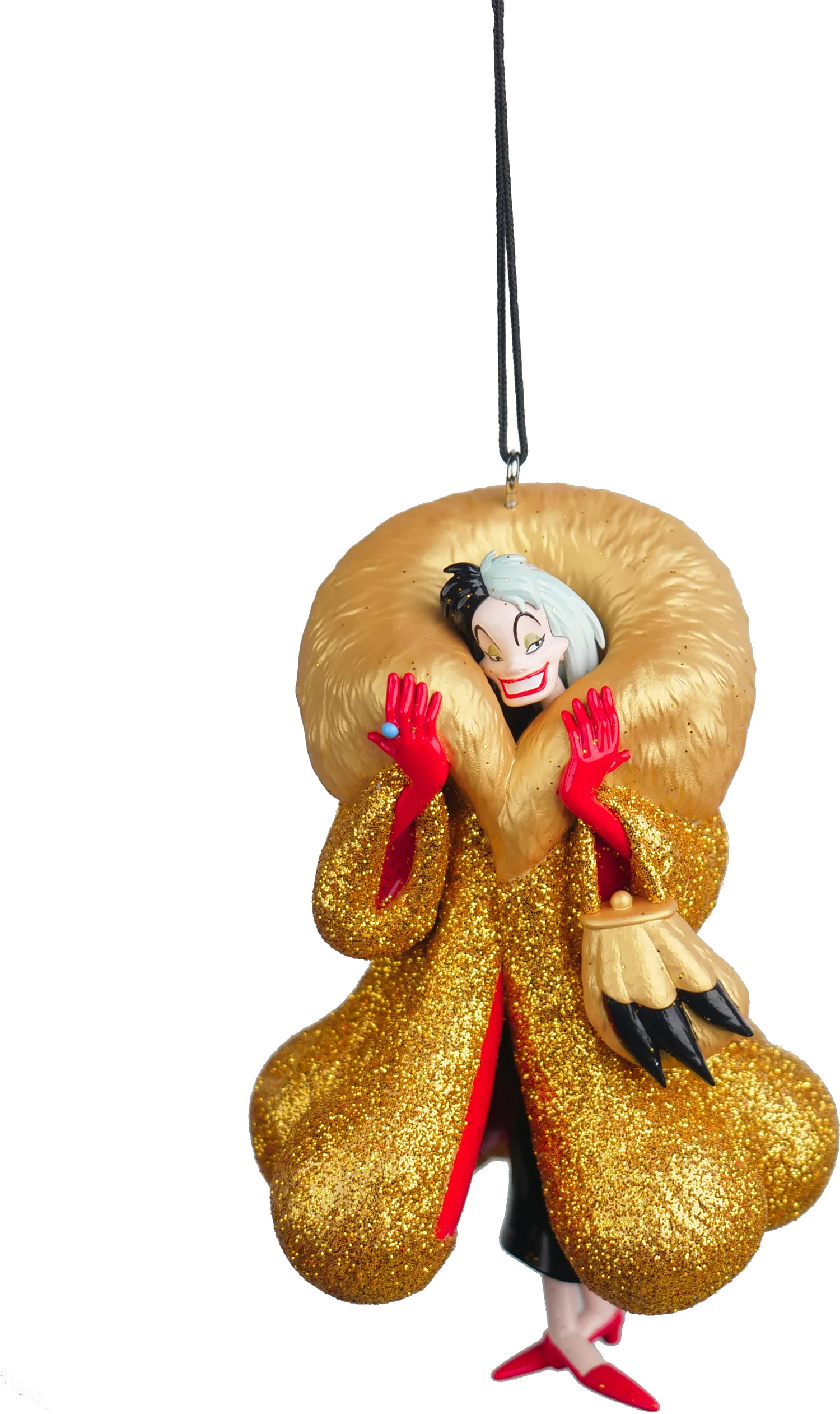 Disney kerst ornament 101 Dalmatiërs cruella goud 5,2 x 6,1 x 10 cm