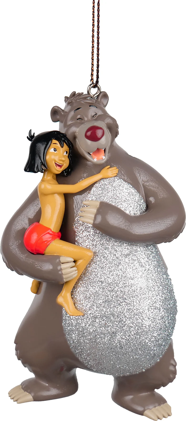 Disney kerst ornament Jungle Book mowgli grijs 7,5 x 5,5 x 11,5 cm
