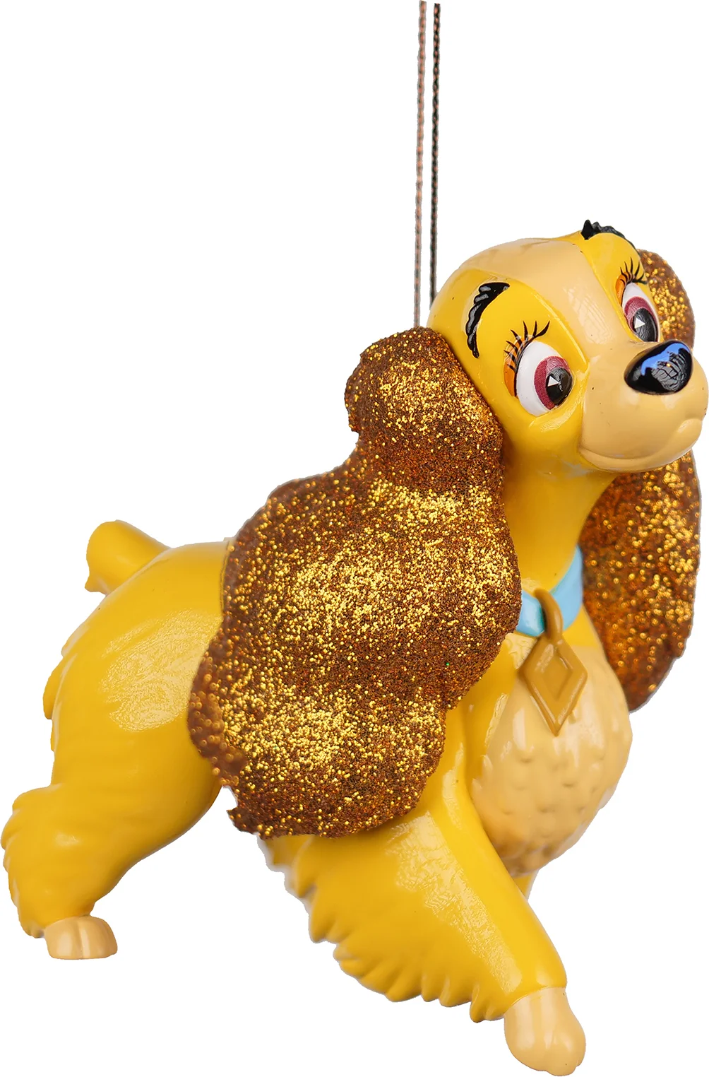 Disney kerst ornament Lady en de Vagebond Lady geel 9,5 x 4,5 x 8 cm