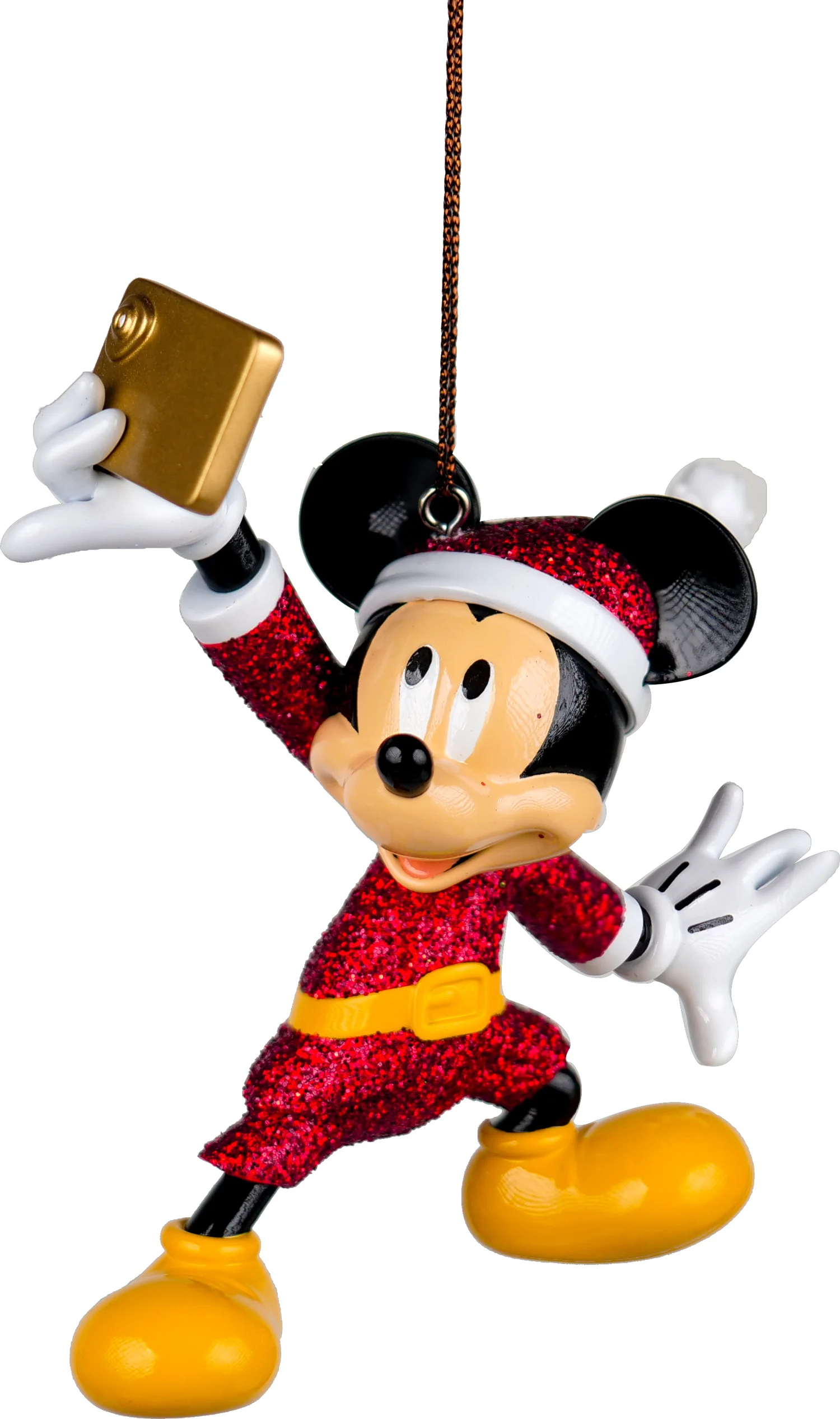 Disney kerst ornament Mickey en vrienden selfie rood 9 x 5,5 x 5 cm