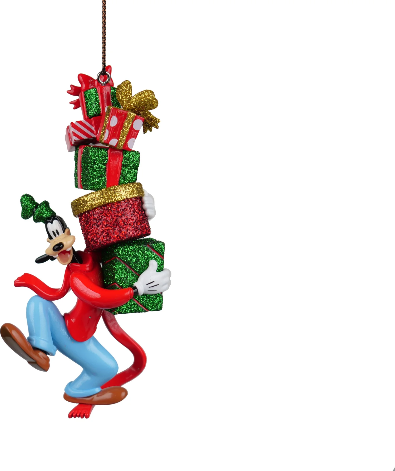 Disney kerst ornament Mickey en vrienden goofy rood 12 x 5,5 x 12 cm