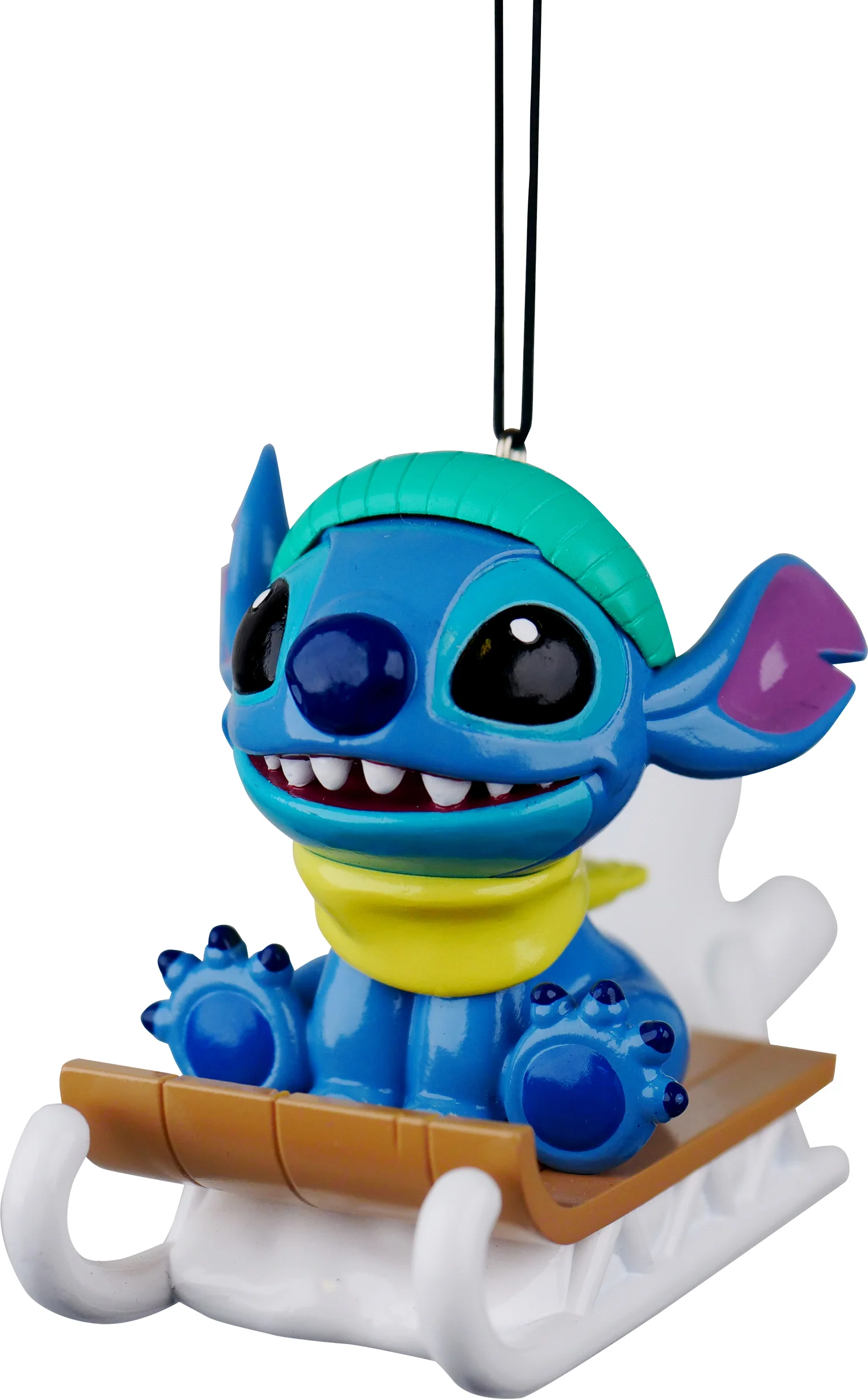 Disney kerst ornament Lilo & Stitch stitch op slee blauw 6 x 12 x 7,5 cm