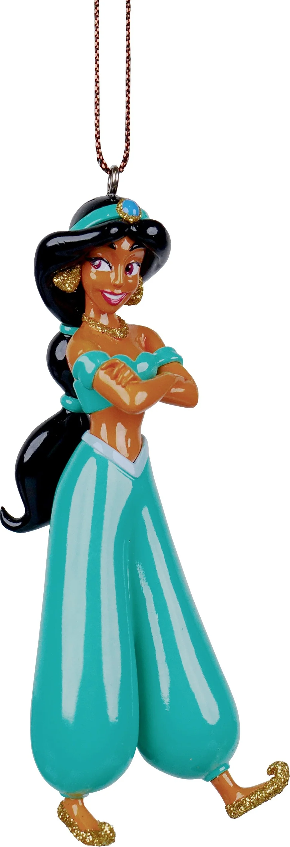 Disney kerst ornament Aladdin Jasmine groen 4 x 6 x 10 cm