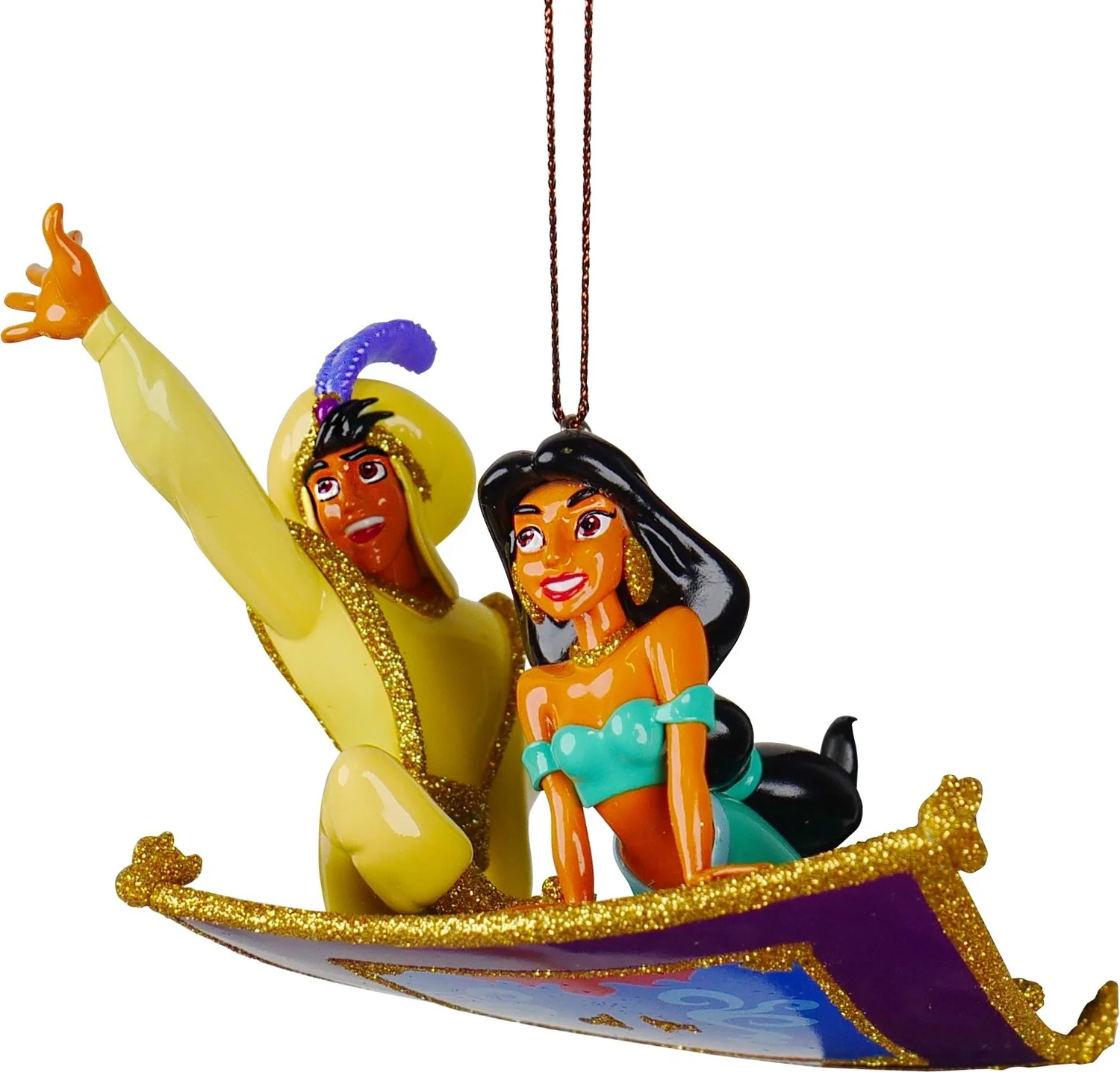 Disney kerst ornament Aladdin en Jasmine multi 8 x 5 x 10 cm