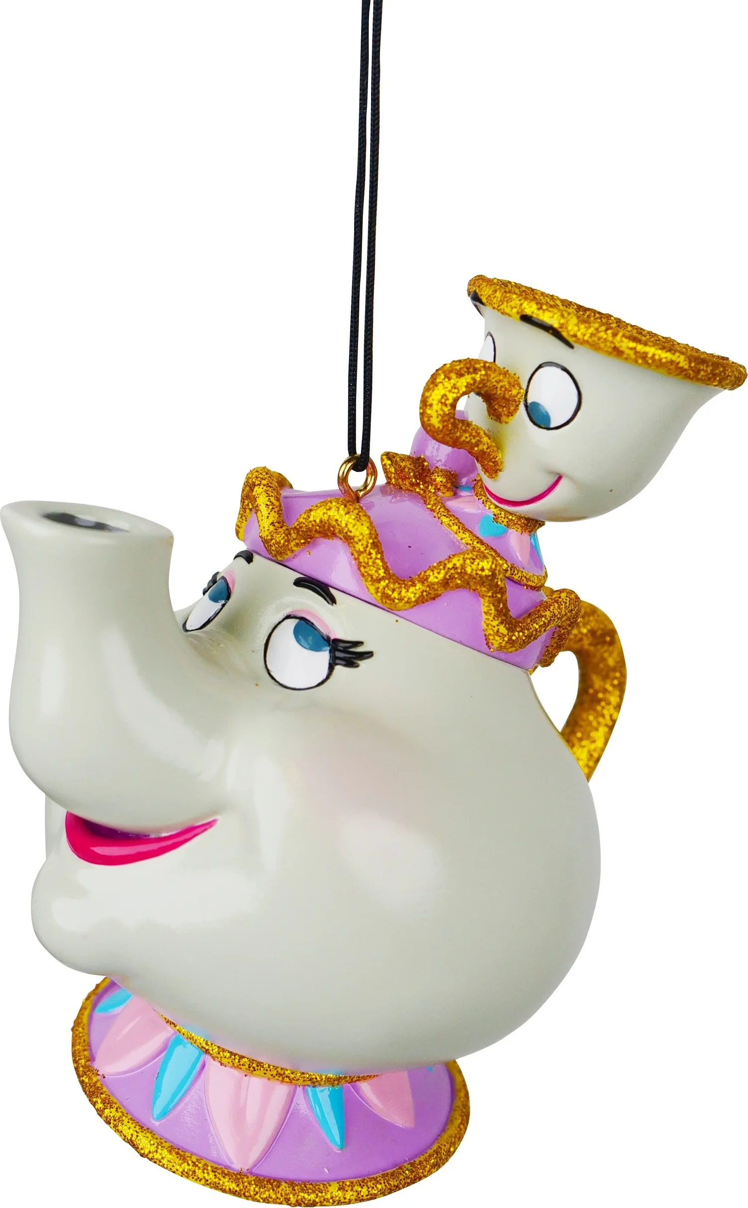 Disney kerst ornament Belle en het Beest Mevrouw Tuit en Barstje wit 10 x 6 x 9 cm