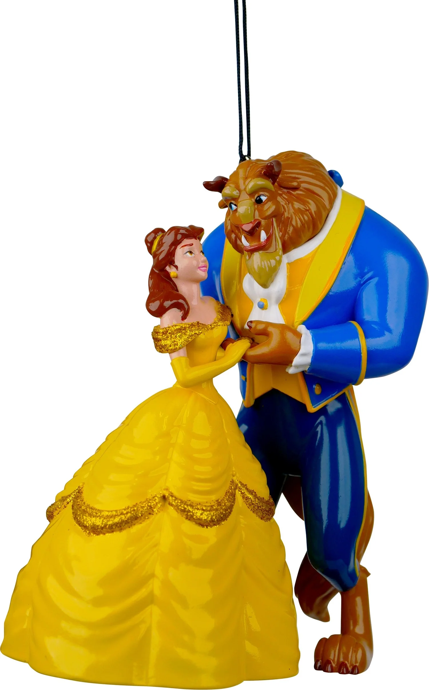 Disney kerst ornament Belle en het Beest blauw / geel 12 x 6 x 6 cm