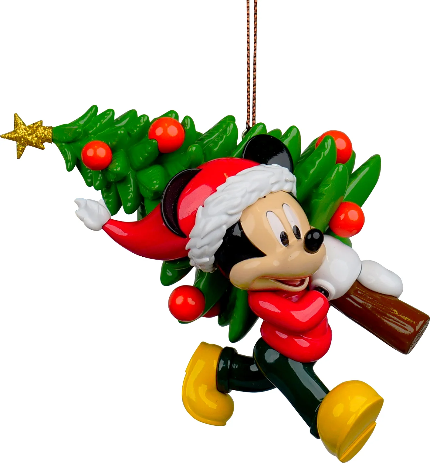 Disney kerst ornament Mickey en vrienden met kerstboom rood / groen 10 x 6 x 6 cm