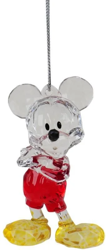 Disney kerst ornament Mickey transparant rood 4 x 6 x 7 cm