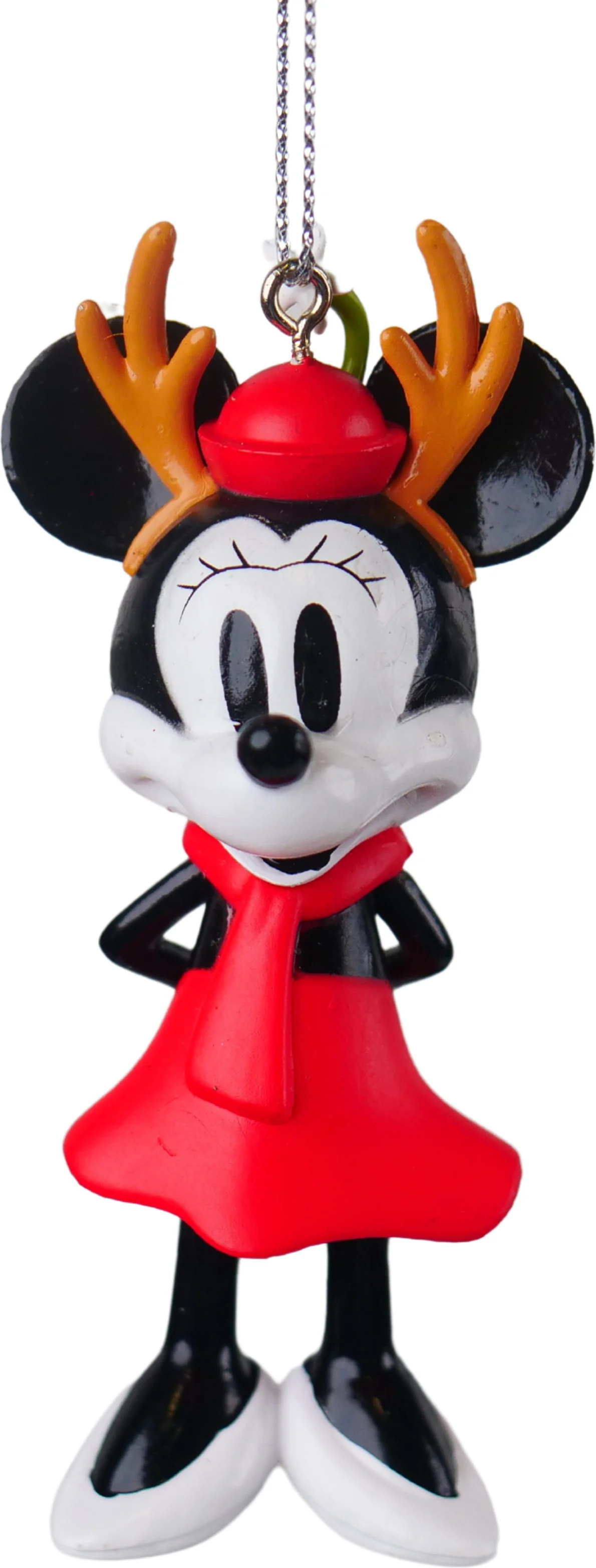 Disney kerst ornament Minnie Mouse met rendiergewei rood 5 x 4 x 9 cm