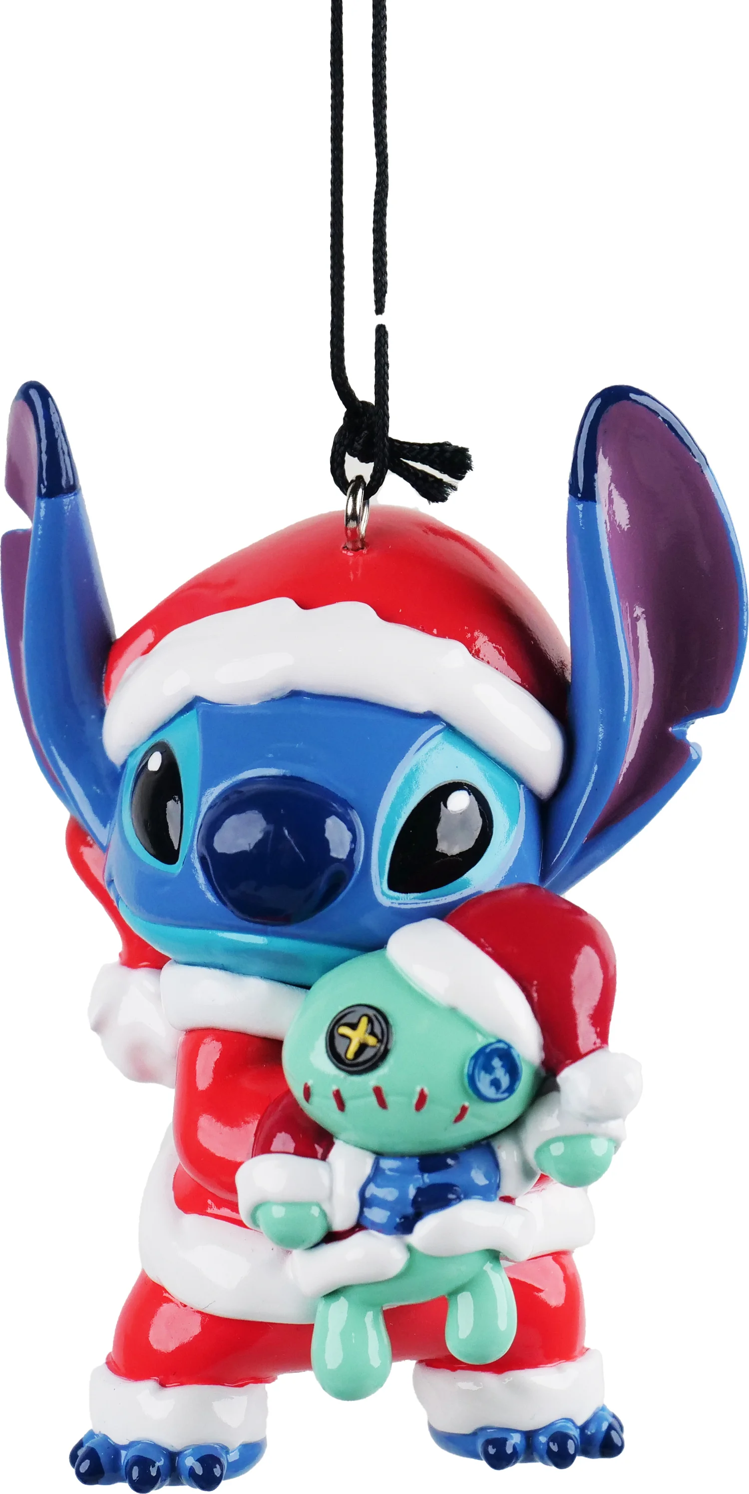 Disney kerst ornament Stitch met Scrump blauw 4 x 4 x 9 cm