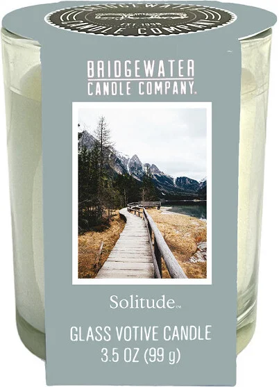 Bridgewater geurkaars in glas Solitude blauw / wit 30 uur D 6 H 7,6 cm