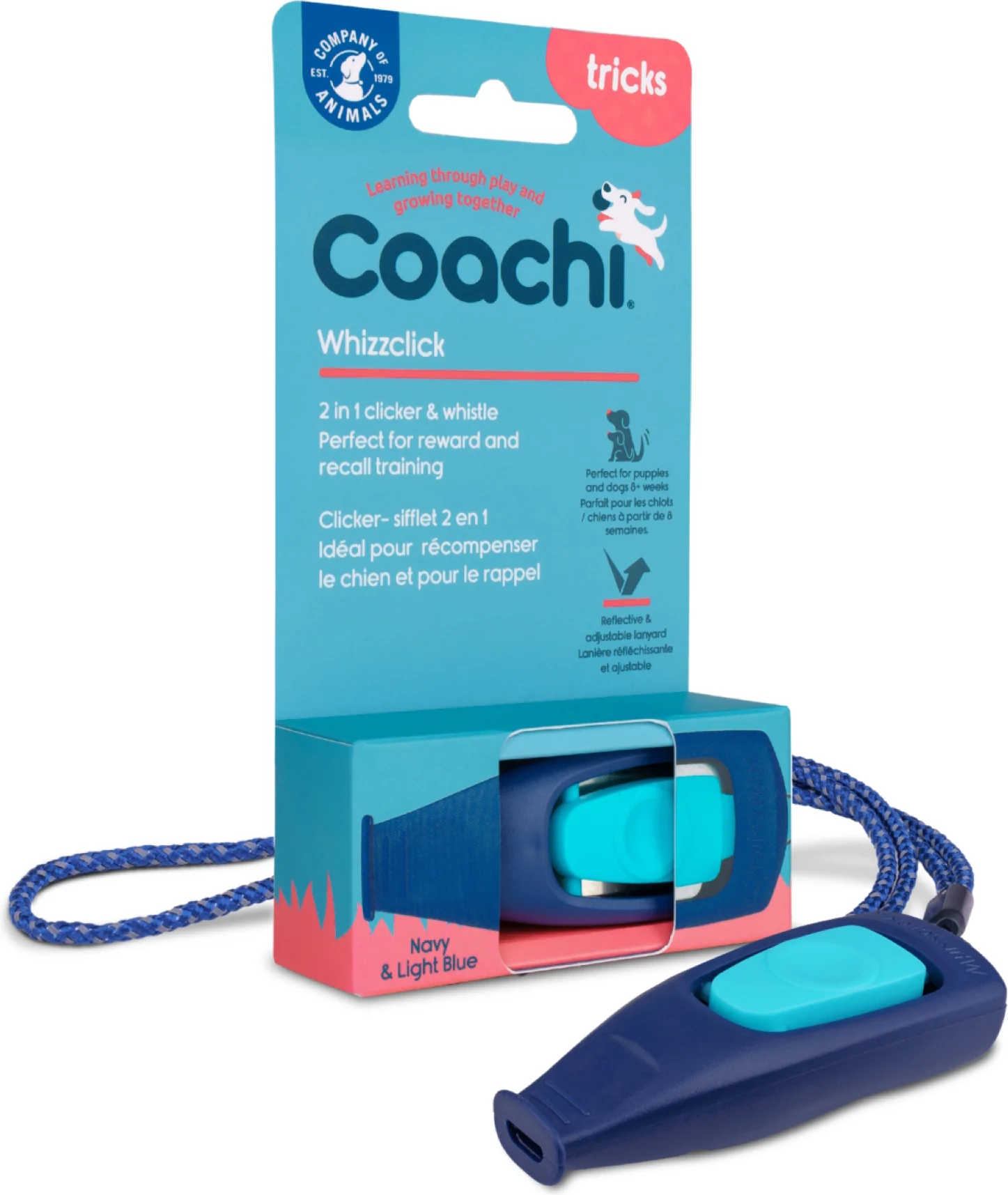 Coachi hondenspeelgoed training clicker donkerblauw 8 x 2 x 1 cm