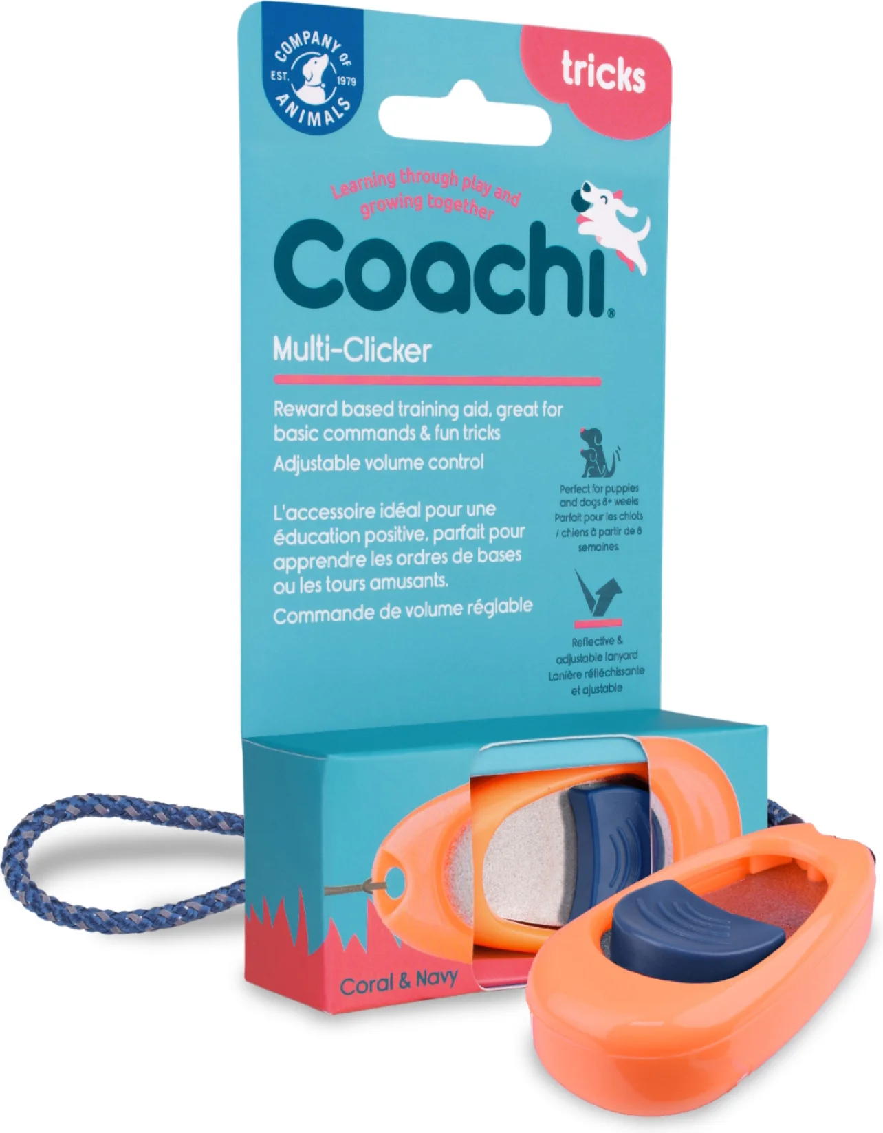 Coachi hondenspeelgoed training multi-clicker oranje 8 x 2 x 1 cm