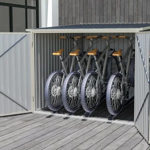 Fietsberging van antracietgrijs gegalvaniseerd staal 4m² voor 4 fietsen NIKI Fietsberging van antracietgrijs gegalvaniseerd staal 4m² voor 4 fietsen NIKI