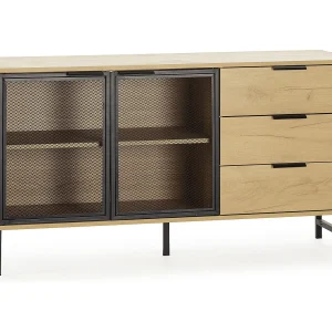 Dressoir Isis 2 Deuren Zwart Metaal en 3 Laden, 130 cm Dressoir Isis 2 Deuren Zwart Metaal en 3 Laden, 130 cm