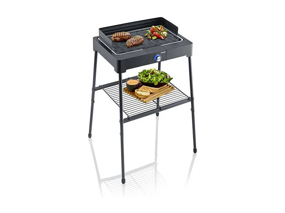 Elektrische barbecue op standaard 2200W zwart - Gietaluminium grill - PG8568