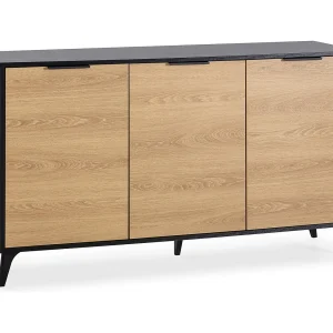 Dressoir Kalma 3 deuren zwart/eiken, 136 cm breed Dressoir Kalma 3 deuren zwart/eiken, 136 cm breed