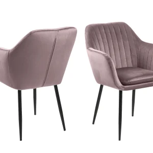 Emil eetkamerstoel dusty rose, zwart metaal.