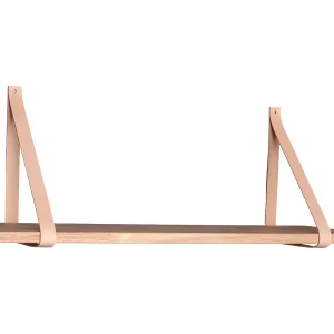 Foyle wandplank 120×20 cm naturel olie, leren riemen bruin. Foyle wandplank 120×20 cm naturel olie, leren riemen bruin.