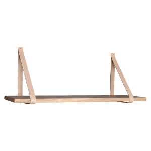 Foyle wandplank 80×20 cm naturel olie, leren riemen bruin. Foyle wandplank 80×20 cm naturel olie, leren riemen bruin.