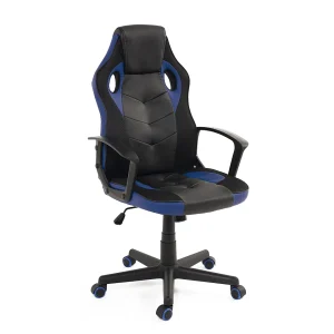 Gaming stoel SENA, Racing stijl, verstelbare rugleuning, draaibaar (zwart blauw) Gaming stoel SENA, Racing stijl, verstelbare rugleuning, draaibaar (zwart blauw)