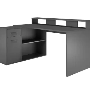 GamerBüro bureau gamer 1 deur, 1 lade, 2 open vakken antraciet mat. GamerBüro bureau gamer 1 deur, 1 lade, 2 open vakken antraciet mat.