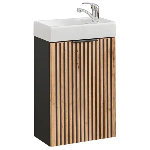 Gaia 40cm 1-deurs wastafelmeubel in hout en zwart Gaia 40cm 1-deurs wastafelmeubel in hout en zwart