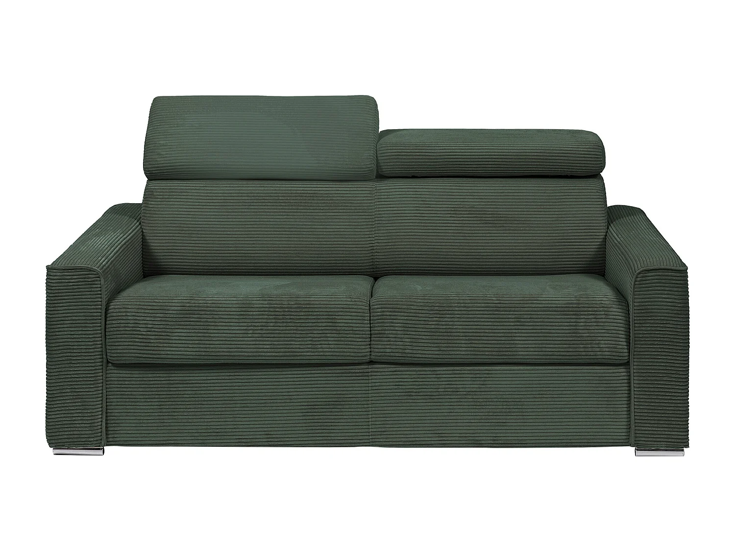 Express-slaapbank van groen ribfluweel Bed 140 cm - Matras 14 cm VIZIR