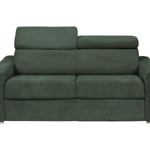 Express-slaapbank van groen ribfluweel Bed met latten 140 cm, dikte 22 cm VIZIR Express-slaapbank van groen ribfluweel Bed met latten 140 cm, dikte 22 cm VIZIR