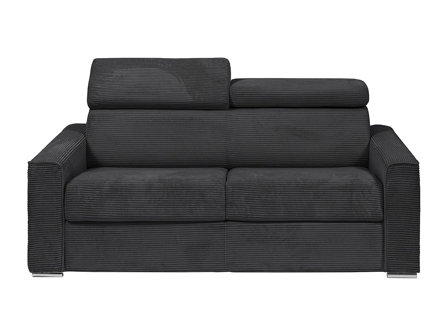 Express-slaapbank van grijs ribfluweel Bed 140 cm Matras 14 cm VIZIR