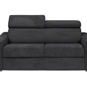 Express-slaapbank van grijs ribfluweel Bed 160 cm – Matras 14 cm VIZIR Express-slaapbank van grijs ribfluweel Bed 160 cm – Matras 14 cm VIZIR
