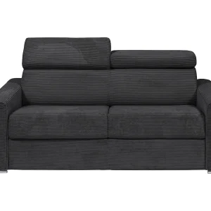 Express-slaapbank van grijs ribfluweel Bed met latten 140 cm, dikte 22 cm VIZIR Express-slaapbank van grijs ribfluweel Bed met latten 140 cm, dikte 22 cm VIZIR