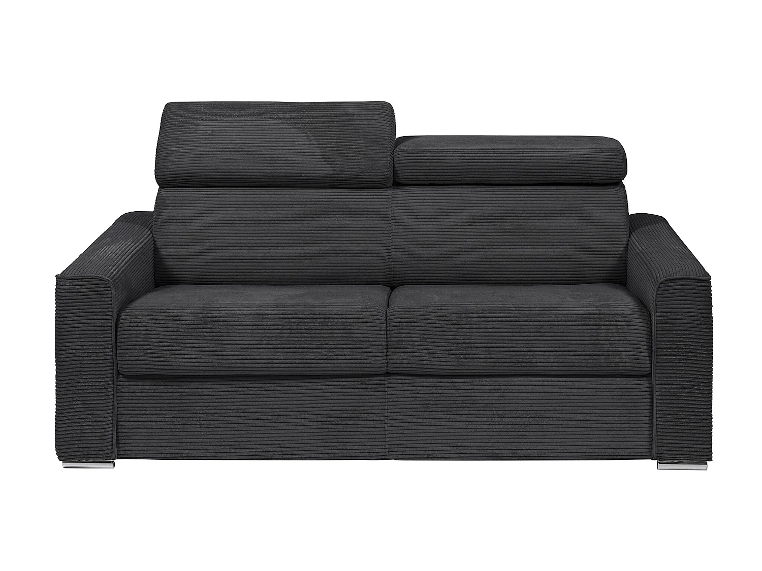 Express-slaapbank van grijs ribfluweel Bed met latten 140 cm, dikte 22 cm VIZIR