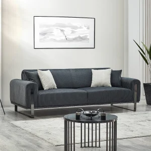 Driezitsbank van donkergrijs ribfluweel ADRANI Driezitsbank van donkergrijs ribfluweel ADRANI