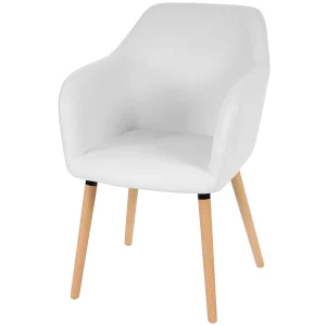 Eetkamerstoel Vaasa T381, kunstleer, wit, lichte poten Eetkamerstoel Vaasa T381, kunstleer, wit, lichte poten