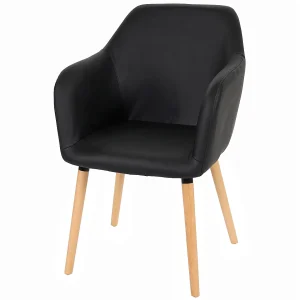 Eetkamerstoel Vaasa T381, kunstleer, zwart, lichte poten Eetkamerstoel Vaasa T381, kunstleer, zwart, lichte poten