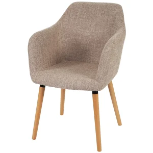 Eetkamerstoel Vaasa T381, textiel, crème/grijs, lichte poten Eetkamerstoel Vaasa T381, textiel, crème/grijs, lichte poten