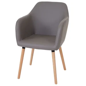 Eetkamerstoel Vaasa T381, kunstleer, taupe-grijs, lichte poten Eetkamerstoel Vaasa T381, kunstleer, taupe-grijs, lichte poten