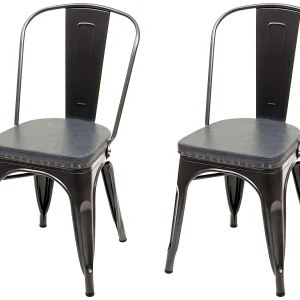 Eetkamerstoel MCW-H10e (set van 2),  zwart-grijs