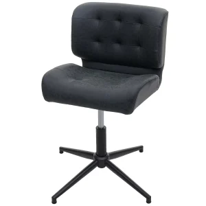 Eetkamerstoel MCW-H42,  kunstleer vintage donkergrijs, onderstel zwart