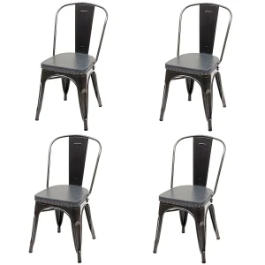 Eetkamerstoel MCW-H10e (set van 4),  zwart-grijs