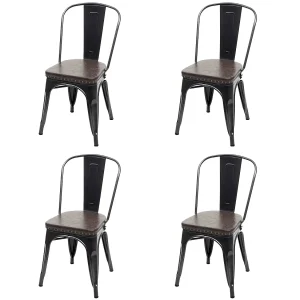 Eetkamerstoel MCW-H10e (set van 4),  zwart-bruin