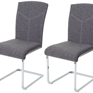 Eetkamerstoel MCW-F36 (set van 2),  stof/textiel, grijs