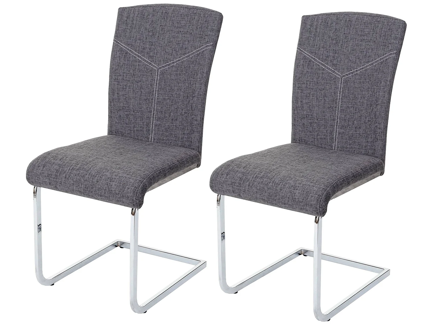Eetkamerstoel MCW-F36 (set van 2), stof/textiel, grijs