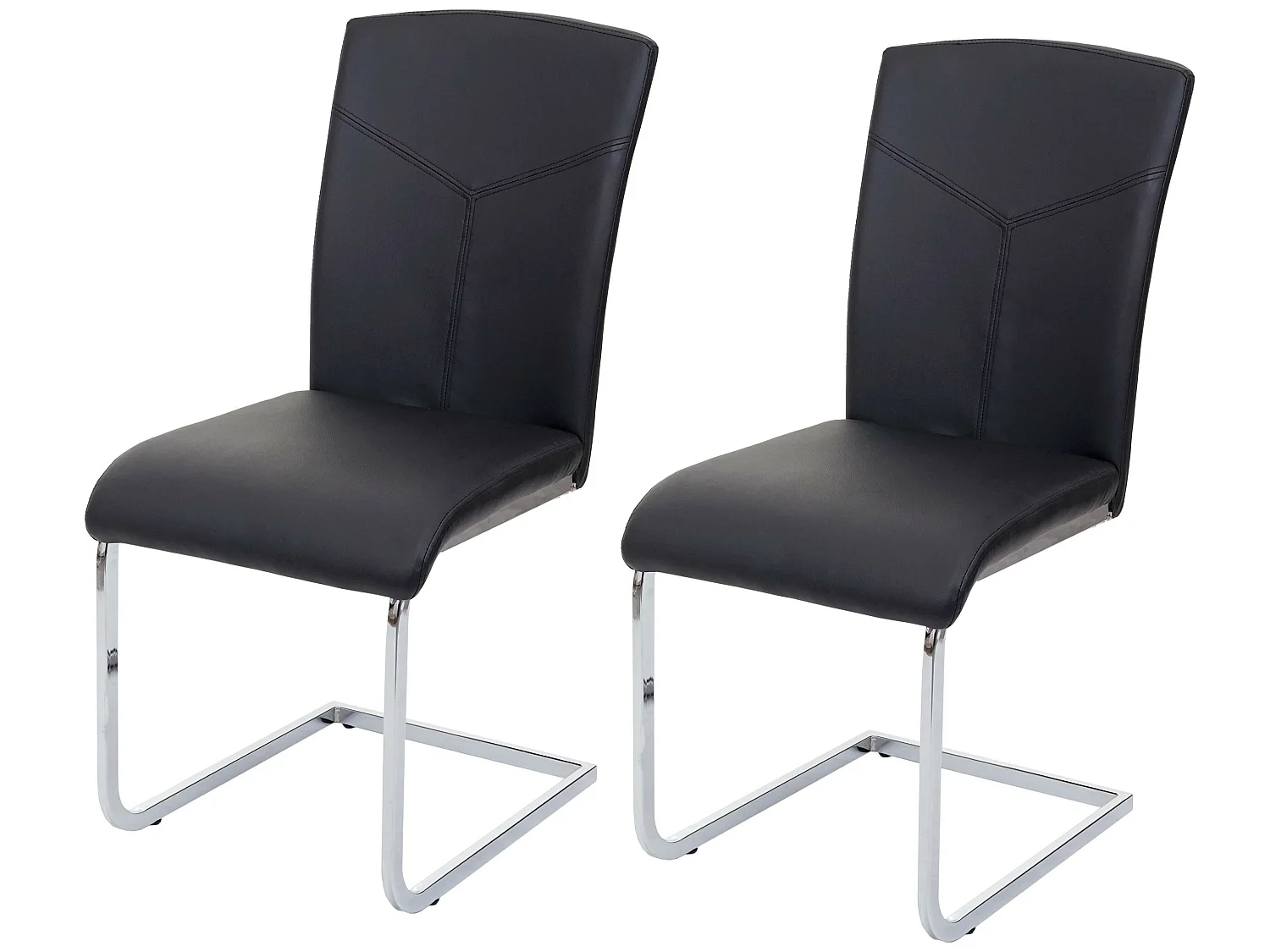 Eetkamerstoel MCW-F36 (set van 2), kunstleer, zwart