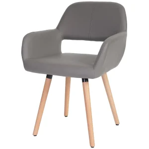 Eetkamerstoel MCW-A50 II,  kunstleer, taupe-grijs, lichte poten