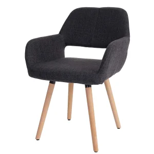 Eetkamerstoel MCW-A50 II, textiel, donkergrijs, lichte poten Eetkamerstoel MCW-A50 II, textiel, donkergrijs, lichte poten