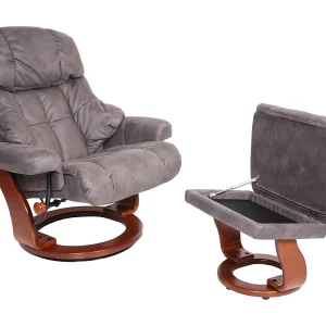 Edmonton XXL fauteuil, donkergrijs, frame walnoot-look Edmonton XXL fauteuil, donkergrijs, frame walnoot-look